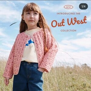 Hanna Andersson Out West Collection Quilted Jacket Girls' 5 Floral Pink Pockets